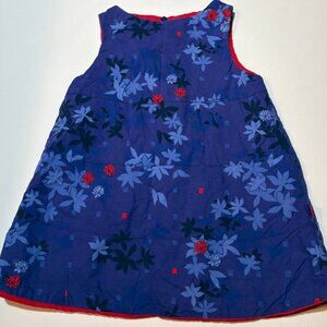 Kenzo Jungle Kids Blue Floral Dress Red Lining Vintage